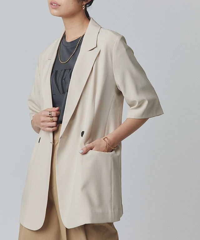 【ピエロ/Pierrot】のRASW ハーフスリーブリネンライクジャケット インテリア・キッズ・メンズ・レディースファッション・服の通販 founy(ファニー) https://founy.com/ ファッション Fashion レディースファッション WOMEN アウター Coat Outerwear ジャケット Jackets 2025年 2025 2025春夏・S/S Ss,Spring/Summer,2025 プチプライス・低価格 Affordable |ID: prp329100004506616 ipo3291000000031811373