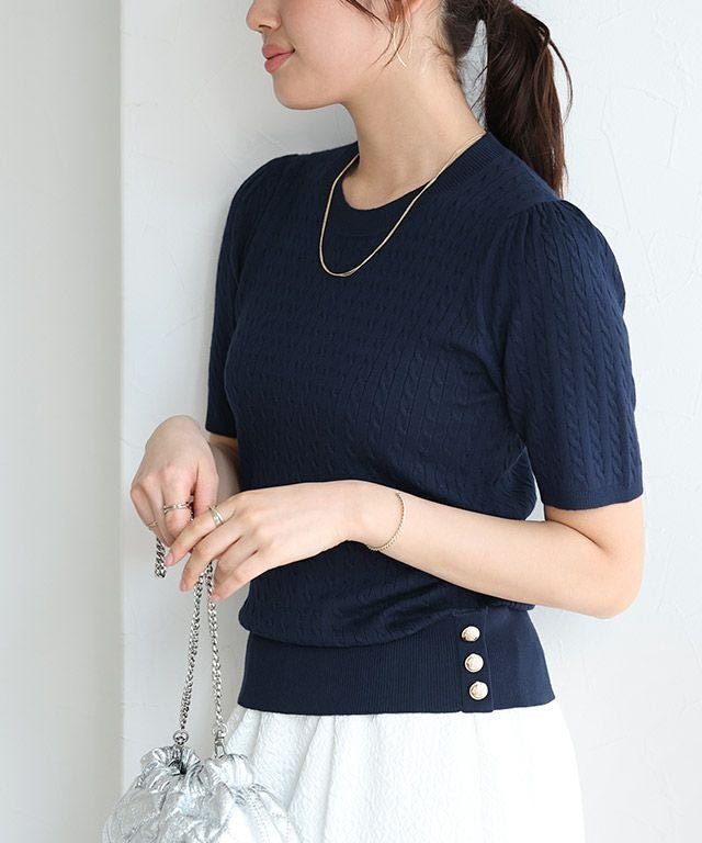 【ピエロ/Pierrot】のボタンデザインケーブルニット 人気、トレンドファッション・服の通販 founy(ファニー) 　ファッション　Fashion　レディースファッション　Fashion for Women　トップス・カットソー　Cut & Sew Tops　ニット　Knit Tops & Sweaters　プチプライス・低価格　Affordable / Budget Price　エレガント 上品　Elegant　 other-1|ID: prp329100004516483 ipo3291000000036072121