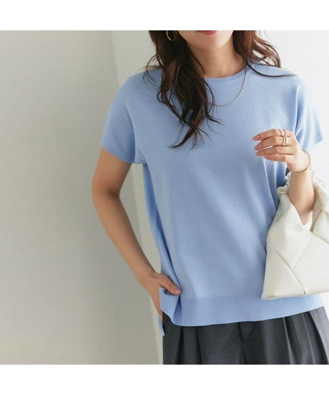 【ピエロ/Pierrot】の接触冷感/ウォッシャブル フレンチスリーブニット インテリア・キッズ・メンズ・レディースファッション・服の通販 founy(ファニー) 　ファッション　Fashion　レディースファッション　WOMEN　トップス・カットソー　Tops/Tshirt　ニット　Knit Tops　送料無料　Free Shipping　2025年　2025　2025春夏・S/S　Ss,Spring/Summer,2025　ウォッシャブル　Washable　バランス　Balance　プチプライス・低価格　Affordable　エレガント 上品　Elegant　定番　Standard　166cm / ブルー / M|ID: prp329100004516490 ipo3291000000031917728