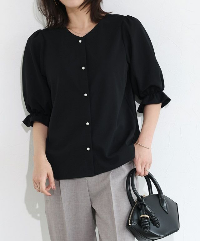 【ピエロ/Pierrot】の2wayパールボタンキャンディースリーブTブラウス 人気、トレンドファッション・服の通販 founy(ファニー) 　ファッション　Fashion　レディースファッション　WOMEN　トップス・カットソー　Tops/Tshirt　シャツ/ブラウス　Shirts/Blouses　送料無料　Free Shipping　2025年　2025　2025春夏・S/S　Ss,Spring/Summer,2025　カットソー　Cut And Sew　ジョーゼット　Georgette　スリーブ　Sleeve　パール　Pearl　プチプライス・低価格　Affordable　エレガント 上品　Elegant　 other-1|ID: prp329100004524359 ipo3291000000032002897