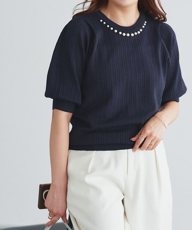 【ピエロ/Pierrot】のパールネックパフスリーブニット インテリア・キッズ・メンズ・レディースファッション・服の通販 founy(ファニー) https://founy.com/ ファッション Fashion レディースファッション WOMEN トップス・カットソー Tops/Tshirt ニット Knit Tops 送料無料 Free Shipping 2025年 2025 2025春夏・S/S Ss,Spring/Summer,2025 アクセサリー Accessories スリーブ Sleeve パール Pearl プチプライス・低価格 Affordable エレガント 上品 Elegant |ID: prp329100004524361 ipo3291000000032002909