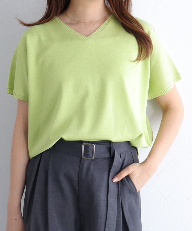 【ピエロ/Pierrot】のネックが選べるフレンチドルマンニット インテリア・キッズ・メンズ・レディースファッション・服の通販 founy(ファニー) 　ファッション　Fashion　レディースファッション　Fashion for Women　トップス・カットソー　Cut & Sew Tops　ニット　Knit Tops & Sweaters　スリーブ　Sleeve, Long Sleeve / Short Sleeve　フレンチ　French, French Style　プチプライス・低価格　Affordable / Budget Price　リラックス　Relax, Relaxed Fit　エレガント 上品　Elegant　夏　Summer　157cm / ライム / Vネック / M|ID: prp329100004535535 ipo3291000000036072364