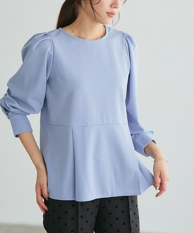 【ピエロ/Pierrot】のペプラムTブラウス インテリア・キッズ・メンズ・レディースファッション・服の通販 founy(ファニー) 　ファッション　Fashion　レディースファッション　WOMEN　トップス・カットソー　Tops/Tshirt　シャツ/ブラウス　Shirts/Blouses　送料無料　Free Shipping　カットソー　Cut And Sew　ジョーゼット　Georgette　バランス　Balance　フレア　Flare　プチプライス・低価格　Affordable　ペプラム　Peplum　エレガント 上品　Elegant　再入荷　Restock/Back In Stock/Re Arrival　ブルー|ID: prp329100004537639 ipo3291000000032064553
