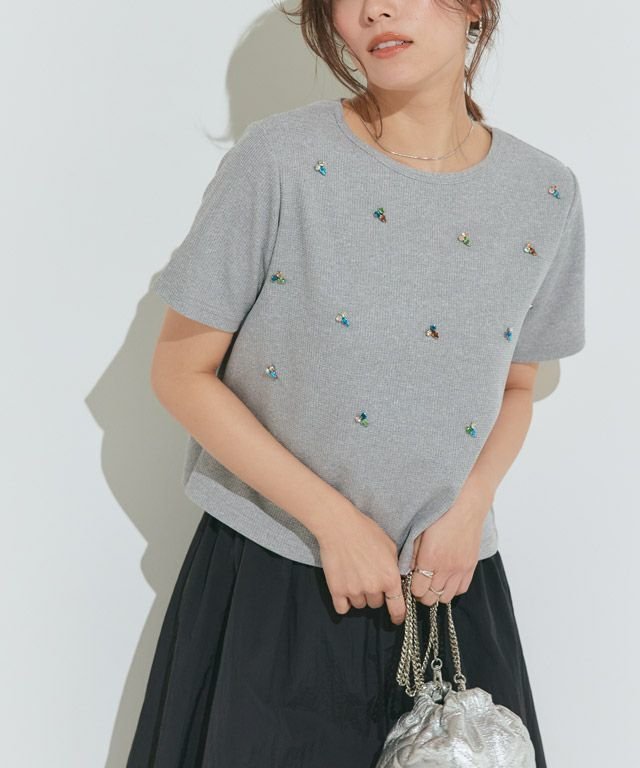 【ピエロ/Pierrot】の多色ビジュー使いプルオーバー 人気、トレンドファッション・服の通販 founy(ファニー) 　ファッション　Fashion　レディースファッション　WOMEN　トップス・カットソー　Tops/Tshirt　プルオーバー　Pullover　2025年　2025　2025春夏・S/S　Ss,Spring/Summer,2025　カットソー　Cut And Sew　ビジュー　Bijou　プチプライス・低価格　Affordable　エレガント 上品　Elegant　 other-1|ID: prp329100004539767 ipo3291000000032076780