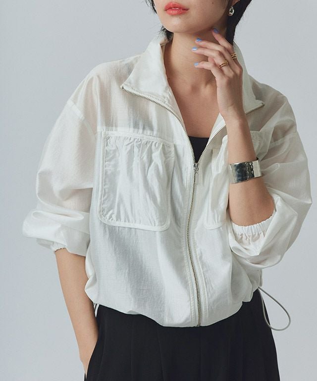 【ピエロ/Pierrot】のRASW ハイネックジップシャツブルゾン 人気、トレンドファッション・服の通販 founy(ファニー) ファッション Fashion レディースファッション Fashion for Women アウター Coat / Outerwear Collection レディースジャケット・軽アウター Jackets ブルゾンジャケット・スポーティアウター Blouson Jackets オーガンジー Organza Fabric シアー Sheer, See-Through スタンド Stand Collar, Upright Stand スリーブ Sleeve, Long Sleeve / Short Sleeve ドローストリング Drawstring, Pull Cord プチプライス・低価格 Affordable / Budget Price ポケット Pocket, Pocket Detail リラックス Relax, Relaxed Fit エレガント 上品 Elegant 夏 Summer other-1|ID: prp329100004539779 ipo3291000000035967370