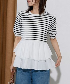 【ピエロ/Pierrot】 布帛ドッキングペプラムニット人気、トレンドファッション・服の通販 founy(ファニー) ファッション Fashion レディースファッション WOMEN トップス・カットソー Tops/Tshirt ニット Knit Tops 送料無料 Free Shipping 2025年 2025 2025春夏・S/S Ss,Spring/Summer,2025 ドッキング Docking フェミニン Feminine プチプライス・低価格 Affordable ボーダー Border 夏 Summer 春 Spring S/S・春夏 Ss・Spring/Summer |ID:prp329100004547971