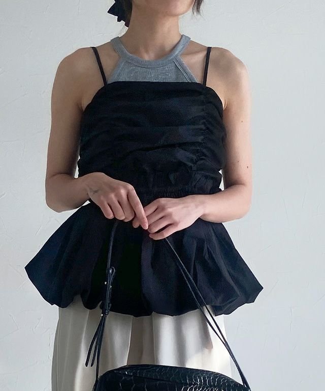 【ピエロ/Pierrot】のECLAM ギャザーバルーンビスチェ インテリア・キッズ・メンズ・レディースファッション・服の通販 founy(ファニー) 　ファッション　Fashion　レディースファッション　WOMEN　トップス・カットソー　Tops/Tshirt　ビスチェ　Bustier　2025年　2025　2025春夏・S/S　Ss,Spring/Summer,2025　おすすめ　Recommend　カットソー　Cut And Sew　ギャザー　Gather　シャーリング　Shirring　タフタ　Taffeta　タンク　Tank　デニム　Denim　バルーン　Balloon　ビスチェ　Bustier　フリル　Frills　プチプライス・低価格　Affordable　切替　Switching　ギャザーバルーンビスチェ|ID: prp329100004554132 ipo3291000000032187722