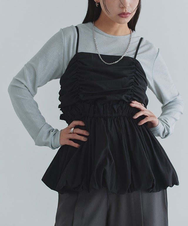 【ピエロ/Pierrot】のECLAM ギャザーバルーンビスチェ 人気、トレンドファッション・服の通販 founy(ファニー) 　ファッション　Fashion　レディースファッション　Fashion for Women　トップス・カットソー　Cut & Sew Tops　ビスチェ　Bustiers & Corset Tops / Layered Bustier Style　2025年　2025　2025春夏・S/S　Spring/Summer 2025 SS25　おすすめ　Recommended / Our Picks　カットソー　Cut and Sewn Top　ギャザー　Gathered, Ruffled　シャーリング　Shirring, Ruched　ストライプ　Stripe, Striped Pattern　タンク　Tank Top, Sleeveless Top　デニム　Denim, Jeans Material　ドット　Polka Dot, Dot Pattern　バルーン　Balloon, Balloon Silhouette　ビスチェ　Bustier, Corset Top　フリル　Frill, Ruffle　プチプライス・低価格　Affordable / Budget Price　ベーシック　Basic, Essential　切替　Switching, Contrast Panel　無地　Plain, Solid Color　 other-1|ID: prp329100004554132 ipo3291000000036317712