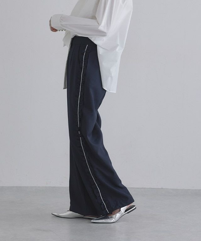 【ピエロ/Pierrot】のECLAM サイドフリルデザインパンツ【ドラマ着用】 人気、トレンドファッション・服の通販 founy(ファニー) 　ファッション　Fashion　レディースファッション　Fashion for Women　パンツ　Pants & Trousers　おすすめ　Recommended / Our Picks　カットソー　Cut and Sewn Top　セットアップ　Set-Up, Coordinated Outfit　センター　Center, Center Line　トレンド　Trend, Trending Now　フリル　Frill, Ruffle　プチプライス・低価格　Affordable / Budget Price　ロング　Long, Long-Length　 other-1|ID: prp329100004554140 ipo3291000000035622131