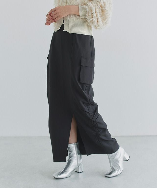 【ピエロ/Pierrot】のECLAM サイドギャザーカーゴスカート インテリア・キッズ・メンズ・レディースファッション・服の通販 founy(ファニー) ファッション Fashion レディースファッション Fashion for Women スカート Skirts ギャザー Gathered, Ruffled ストレッチ Stretch, Stretchy Fabric スリット Slit, Slit Detail トレンド Trend, Trending Now フロント Front, Front Design プチプライス・低価格 Affordable / Budget Price ベーシック Basic, Essential 163cm / ブラック / M|ID: prp329100004554146 ipo3291000000036126842