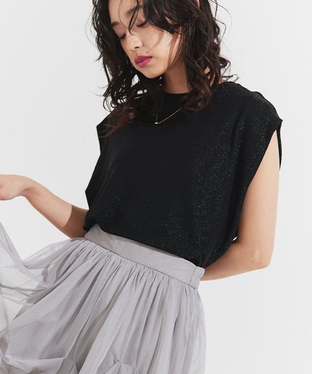 【ピエロ/Pierrot】のECLAM ショルダータックラメカットソー インテリア・キッズ・メンズ・レディースファッション・服の通販 founy(ファニー) 　ファッション　Fashion　レディースファッション　WOMEN　トップス・カットソー　Tops/Tshirt　カットソー　Cut and Sewn　2025年　2025　2025春夏・S/S　Ss,Spring/Summer,2025　インナー　Inner　キャミワンピース　Cami Dress　ギャザー　Gather　スリット　Slit　デニム　Denim　ビスチェ　Bustier　プチプライス・低価格　Affordable　ワイド　Wide　163cm / ブラック / M|ID: prp329100004554149 ipo3291000000032187788
