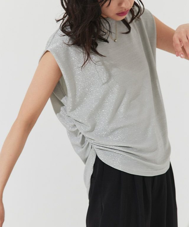 【ピエロ/Pierrot】のECLAM ショルダータックラメカットソー インテリア・キッズ・メンズ・レディースファッション・服の通販 founy(ファニー) 　ファッション　Fashion　レディースファッション　WOMEN　トップス・カットソー　Tops/Tshirt　カットソー　Cut and Sewn　2025年　2025　2025春夏・S/S　Ss,Spring/Summer,2025　インナー　Inner　キャミワンピース　Cami Dress　ギャザー　Gather　スリット　Slit　デニム　Denim　ビスチェ　Bustier　プチプライス・低価格　Affordable　ワイド　Wide　ショルダータックラメカットソー|ID: prp329100004554149 ipo3291000000032187789