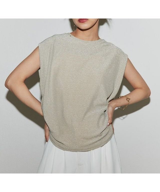 【ピエロ/Pierrot】のECLAM ショルダータックラメカットソー インテリア・キッズ・メンズ・レディースファッション・服の通販 founy(ファニー) 　ファッション　Fashion　レディースファッション　Fashion for Women　トップス・カットソー　Cut & Sew Tops　カットソー・ベーシックTシャツ　Cut-and-Sewn Tops / Stretch Tees & Basics　インナー　Innerwear　キャミワンピース　Cami Dress, Slip Dress　ギャザー　Gathered, Ruffled　スリット　Slit, Slit Detail　デニム　Denim, Jeans Material　ビスチェ　Bustier, Corset Top　プチプライス・低価格　Affordable / Budget Price　ワイド　Wide, Wide Fit　163cm / ベージュ / M|ID: prp329100004554149 ipo3291000000035480664