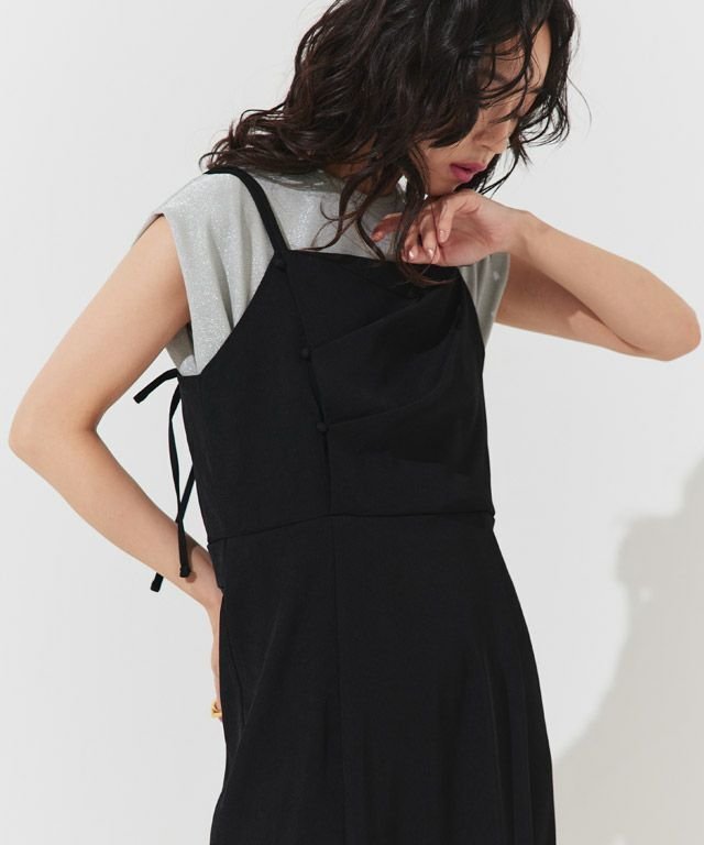 【ピエロ/Pierrot】のECLAM ドレープデザインキャミワンピース インテリア・キッズ・メンズ・レディースファッション・服の通販 founy(ファニー) 　ファッション　Fashion　レディースファッション　WOMEN　ワンピース　Dress　キャミワンピース　No Sleeve Dresses　2025年　2025　2025春夏・S/S　Ss,Spring/Summer,2025　インナー　Inner　タンク　Tank　トレンド　Trend　プチプライス・低価格　Affordable　ロング　Long　冬　Winter　切替　Switching　夏　Summer　163cm / ブラック / M|ID: prp329100004554153 ipo3291000000032187805