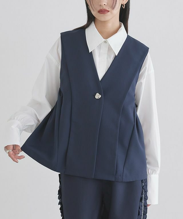 【ピエロ/Pierrot】のECLAM サイドギャザーデザインジレベスト インテリア・キッズ・メンズ・レディースファッション・服の通販 founy(ファニー) 　ファッション　Fashion　レディースファッション　Fashion for Women　アウター　Coat / Outerwear Collection　トップス・カットソー　Cut & Sew Tops　ベスト&ジレ / 重ね着スタイル　Vests & Gilets　おすすめ　Recommended / Our Picks　カットソー　Cut and Sewn Top　ギャザー　Gathered, Ruffled　シルバー　Silver, Metallic Silver　セットアップ　Set-Up, Coordinated Outfit　タンク　Tank Top, Sleeveless Top　トレンド　Trend, Trending Now　プチプライス・低価格　Affordable / Budget Price　ロング　Long, Long-Length　切替　Switching, Contrast Panel　夏　Summer　A/W・秋冬　Autumn/Winter　163cm / ネイビー / M|ID: prp329100004554157 ipo3291000000034231898