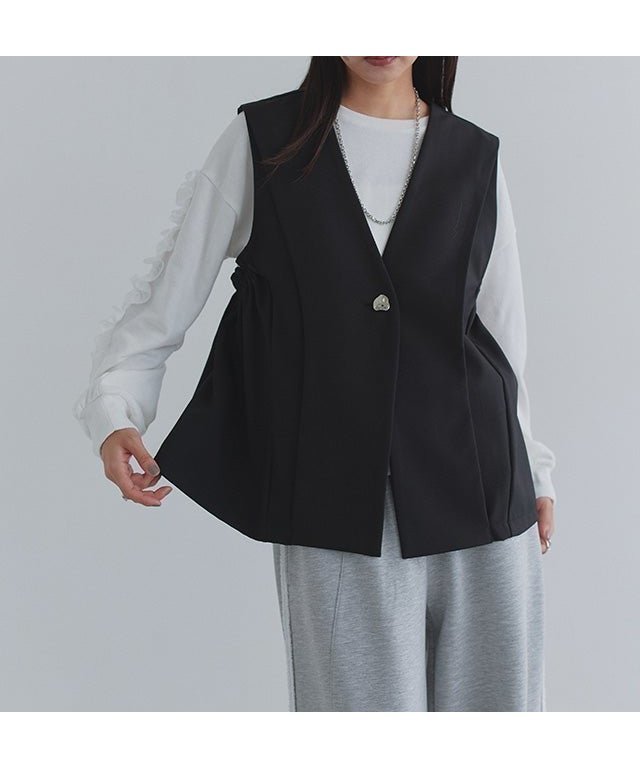 【ピエロ/Pierrot】のECLAM サイドギャザーデザインジレベスト 人気、トレンドファッション・服の通販 founy(ファニー) ファッション Fashion レディースファッション Fashion for Women アウター Coat / Outerwear Collection トップス・カットソー Cut & Sew Tops ベスト&ジレ / 重ね着スタイル Vests & Gilets おすすめ Recommended / Our Picks カットソー Cut and Sewn Top ギャザー Gathered, Ruffled シルバー Silver, Metallic Silver セットアップ Set-Up, Coordinated Outfit タンク Tank Top, Sleeveless Top トレンド Trend, Trending Now プチプライス・低価格 Affordable / Budget Price ロング Long, Long-Length 切替 Switching, Contrast Panel 夏 Summer A/W・秋冬 Autumn/Winter other-1|ID: prp329100004554157 ipo3291000000036126887