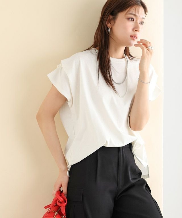 【ピエロ/Pierrot】の軽撥水・防汚タックスリーブドルマンTシャツ インテリア・キッズ・メンズ・レディースファッション・服の通販 founy(ファニー) 　ファッション　Fashion　レディースファッション　Fashion for Women　トップス・カットソー　Cut & Sew Tops　シャツ・ブラウス・オフィスカジュアル　Elegant Blouses & Button-Ups　ロングTシャツ・Tシャツ　Longline T-Shirts & Tees　カットソー　Cut and Sewn Top　プチプライス・低価格　Affordable / Budget Price　166cm / オフホワイト / M|ID: prp329100004554166 ipo3291000000035480715