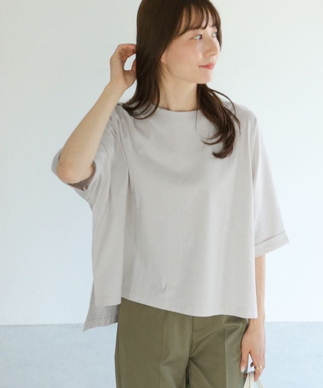 【ピエロ/Pierrot】の軽撥水・防汚ルーズドルマンTシャツ インテリア・キッズ・メンズ・レディースファッション・服の通販 founy(ファニー) 　ファッション　Fashion　レディースファッション　Fashion for Women　トップス・カットソー　Cut & Sew Tops　シャツ・ブラウス・オフィスカジュアル　Elegant Blouses & Button-Ups　ロングTシャツ・Tシャツ　Longline T-Shirts & Tees　カットソー　Cut and Sewn Top　フォルム　Silhouette, Form　プチプライス・低価格　Affordable / Budget Price　リラックス　Relax, Relaxed Fit　163cm / アイスグレー / M|ID: prp329100004554171 ipo3291000000035737283
