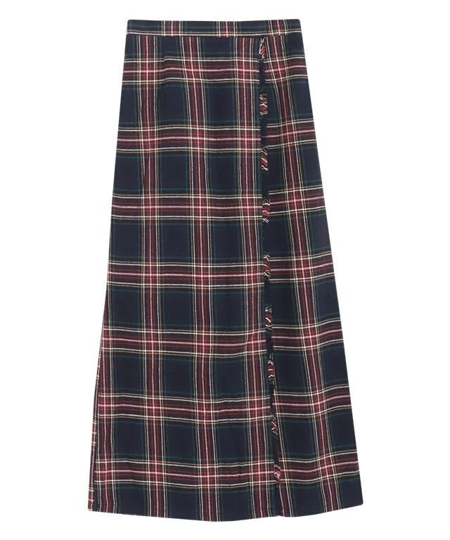 【ピエロ/Pierrot】のタータンチェック柄ロングスカート インテリア・キッズ・メンズ・レディースファッション・服の通販 founy(ファニー) 　ファッション　Fashion　レディースファッション　Fashion for Women　スカート　Skirts　ロングスカート　Long Skirts / Maxi & Midi Skirts　クラシカル　Classical, Vintage-Inspired　トレンド　Trend, Trending Now　フリンジ　Fringe, Tassel　プチプライス・低価格　Affordable / Budget Price　ラップ　Wrap, Wrap Design　ロング　Long, Long-Length　A/W・秋冬　Autumn/Winter　ネイビー|ID: prp329100004562480 ipo3291000000032260615