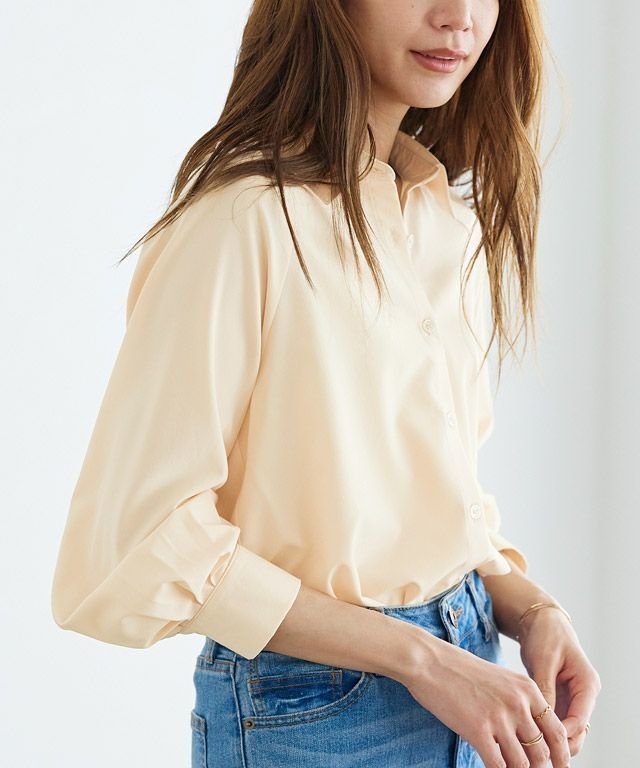 【ピエロ/Pierrot】のラグラン切り替えブラウス インテリア・キッズ・メンズ・レディースファッション・服の通販 founy(ファニー) 　ファッション　Fashion　レディースファッション　Fashion for Women　トップス・カットソー　Cut & Sew Tops　シャツ・ブラウス・オフィスカジュアル　Elegant Blouses & Button-Ups　シンプル　Simple, Minimal　プチプライス・低価格　Affordable / Budget Price　エレガント 上品　Elegant　クリームイエロー|ID: prp329100004562513 ipo3291000000033276876