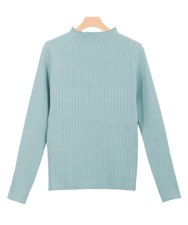 【ピエロ/Pierrot】の袖ボタン切り替えリブニット インテリア・キッズ・メンズ・レディースファッション・服の通販 founy(ファニー) 　ファッション　Fashion　レディースファッション　Fashion for Women　トップス・カットソー　Cut & Sew Tops　ニット　Knit Tops & Sweaters　プチプライス・低価格　Affordable / Budget Price　リブニット　Rib Knit, Ribbed Knit　ミントブルー|ID: prp329100004562591 ipo3291000000036068329