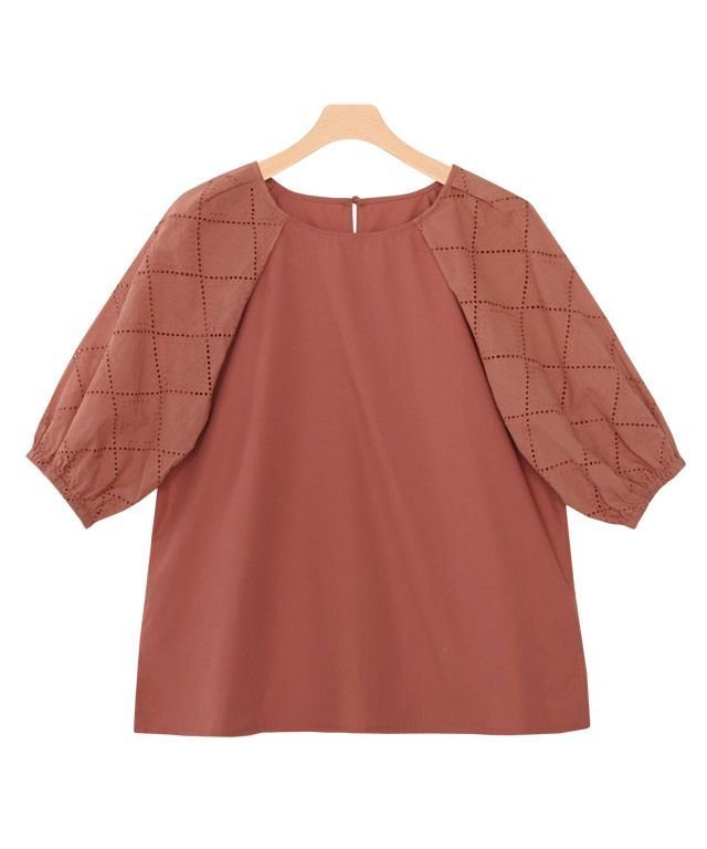 【ピエロ/Pierrot】のレースボリュームスリーブブラウス インテリア・キッズ・メンズ・レディースファッション・服の通販 founy(ファニー) 　ファッション　Fashion　レディースファッション　Fashion for Women　トップス・カットソー　Cut & Sew Tops　シャツ・ブラウス・オフィスカジュアル　Elegant Blouses & Button-Ups　ボリューム袖・フリルスリーブブラウス　Voluminous & Ruffle Sleeves / Puffy Sleeve Tops　プチプライス・低価格　Affordable / Budget Price　レース　Lace, Lace Fabric　オレンジ|ID: prp329100004562605 ipo3291000000032261472