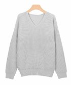 【ピエロ/Pierrot】の【会員優待】Vネック畦ニット シルバーグレー|ID: prp329100004562619 ipo3291000000033729946