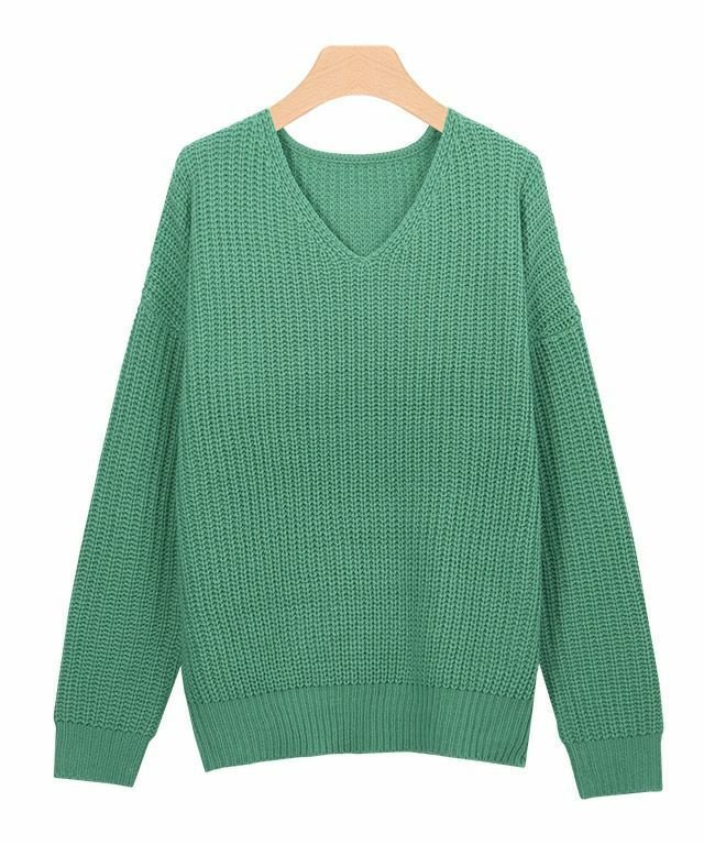 【ピエロ/Pierrot】の【会員優待】Vネック畦ニット インテリア・キッズ・メンズ・レディースファッション・服の通販 founy(ファニー) 　ファッション　Fashion　レディースファッション　Fashion for Women　トップス・カットソー　Cut & Sew Tops　ニット　Knit Tops & Sweaters　Vネックトップス　V-Neck Tops / V-Cut Neckline Shirts　ショルダー　Shoulder, Shoulder Strap　シンプル　Simple, Minimal　タートルネック　Turtleneck, High Neck　ドロップ　Drop Shoulder, Dropped Style　プチプライス・低価格　Affordable / Budget Price　畦　Ribbed Knit　グリーン|ID: prp329100004562619 ipo3291000000033729949