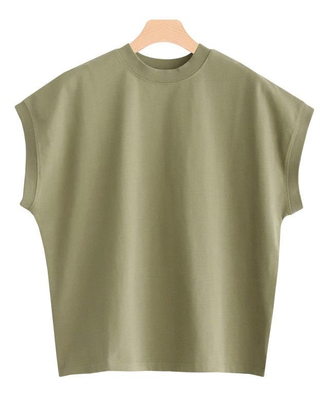 【ピエロ/Pierrot】のUSAコットンモックネックフレンチカットソー インテリア・キッズ・メンズ・レディースファッション・服の通販 founy(ファニー) 　ファッション　Fashion　レディースファッション　Fashion for Women　トップス・カットソー　Cut & Sew Tops　カットソー・ベーシックTシャツ　Cut-and-Sewn Tops / Stretch Tees & Basics　シンプル　Simple, Minimal　スリーブ　Sleeve, Long Sleeve / Short Sleeve　フレンチ　French, French Style　プチプライス・低価格　Affordable / Budget Price　ライトカーキ|ID: prp329100004562627 ipo3291000000033276897