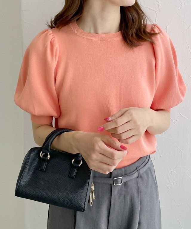 【ピエロ/Pierrot】のパフスリーブニット インテリア・キッズ・メンズ・レディースファッション・服の通販 founy(ファニー) 　ファッション　Fashion　レディースファッション　Ladies' Fashion Online　トップス・カットソー　Tops/Tshirt　ニット　Knit Tops　シンプル　Simple　スリーブ　Sleeve　フェミニン　Feminine　プチプライス・低価格　Affordable　夏　Summer　コーラルピンク|ID: prp329100004562634 ipo3291000000032589117