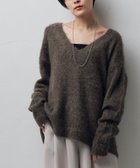 【ピエロ/Pierrot】のRASW Vネックアルパカシャギーニット グレイッシュブラウン|ID: prp329100004562650 ipo3291000000032261826