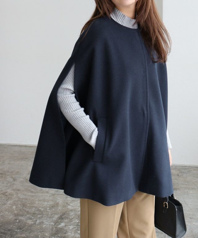 【ピエロ/Pierrot】のメルトンケープコート 人気、トレンドファッション・服の通販 founy(ファニー) 　ファッション　Fashion　レディースファッション　WOMEN　アウター　Coat Outerwear　コート　Coats　ジャケット　Jackets　シンプル　Simple　プチプライス・低価格　Affordable　メルトン　Melton　エレガント 上品　Elegant　 other-1|ID: prp329100004562659 ipo3291000000032261884