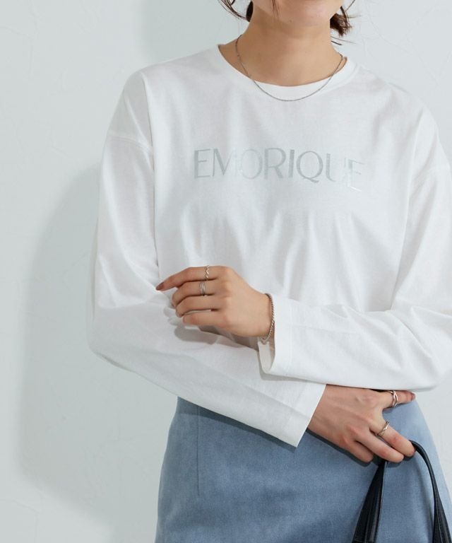 【ピエロ/Pierrot】の【会員優待】ロゴロングスリーブTシャツ インテリア・キッズ・メンズ・レディースファッション・服の通販 founy(ファニー) 　ファッション　Fashion　レディースファッション　Fashion for Women　トップス・カットソー　Cut & Sew Tops　シャツ・ブラウス・オフィスカジュアル　Elegant Blouses & Button-Ups　ロングTシャツ・Tシャツ　Longline T-Shirts & Tees　送料無料　Free Shipping　スリーブ　Sleeve, Long Sleeve / Short Sleeve　プチプライス・低価格　Affordable / Budget Price　リラックス　Relax, Relaxed Fit　ロング　Long, Long-Length　吸水　Absorbent, Quick-Dry　166cm / B / オフホワイト×シルバー / M|ID: prp329100004562660 ipo3291000000033772304