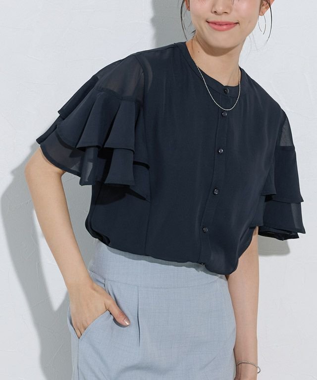 【ピエロ/Pierrot】の【機能インナー付き】袖ティアードシフォンブラウス 人気、トレンドファッション・服の通販 founy(ファニー) 　ファッション　Fashion　レディースファッション　Fashion for Women　トップス・カットソー　Cut & Sew Tops　シャツ・ブラウス・オフィスカジュアル　Elegant Blouses & Button-Ups　インナー　Innerwear　カットソー　Cut and Sewn Top　シフォン　Chiffon, Lightweight Fabric　ドッキング　Docking, Mixed Material　フロント　Front, Front Design　プチプライス・低価格　Affordable / Budget Price　エレガント 上品　Elegant　吸水　Absorbent, Quick-Dry　夏　Summer　抗菌　Antibacterial, Bacteria-Resistant　 other-1|ID: prp329100004564016 ipo3291000000035495134