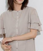 【ピエロ/Pierrot】の【機能インナー付き】袖ティアードシフォンブラウス 167cm / グレージュ / M|ID:prp329100004564016