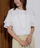 【ピエロ/Pierrot】の【機能インナー付き】袖ティアードシフォンブラウス 167cm / オフホワイト / M|ID:prp329100004564016