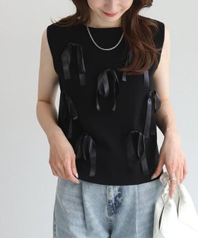【ピエロ/Pierrot】 リボンモチーフノースリーブニット人気、トレンドファッション・服の通販 founy(ファニー) ファッション Fashion レディースファッション WOMEN トップス・カットソー Tops/Tshirt ニット Knit Tops キャミソール / ノースリーブ No Sleeves 送料無料 Free Shipping 2025年 2025 2025春夏・S/S Ss,Spring/Summer,2025 スラックス Slacks デニム Denim フェミニン Feminine フロント Front プチプライス・低価格 Affordable モチーフ Motif リボン Ribbon 夏 Summer |ID:prp329100004564020