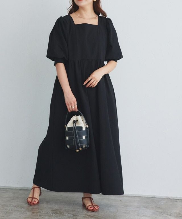 【ピエロ/Pierrot】のリップルパフスリーブワンピース 人気、トレンドファッション・服の通販 founy(ファニー) 　ファッション　Fashion　レディースファッション　Fashion for Women　ワンピース　Dresses　シンプル　Simple, Minimal　スクエア　Square, Square Shape　スリーブ　Sleeve, Long Sleeve / Short Sleeve　デコルテ　Décolleté, Neckline　プチプライス・低価格　Affordable / Budget Price　夏　Summer　 other-1|ID: prp329100004564026 ipo3291000000035737433