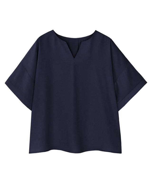 【ピエロ/Pierrot】のキーネックオーバーブラウス インテリア・キッズ・メンズ・レディースファッション・服の通販 founy(ファニー) 　ファッション　Fashion　レディースファッション　WOMEN　トップス・カットソー　Tops/Tshirt　シャツ/ブラウス　Shirts/Blouses　とろみ　Thickness　シンプル　Simple　プチプライス・低価格　Affordable　エレガント 上品　Elegant　ネイビー|ID: prp329100004568955 ipo3291000000032324220