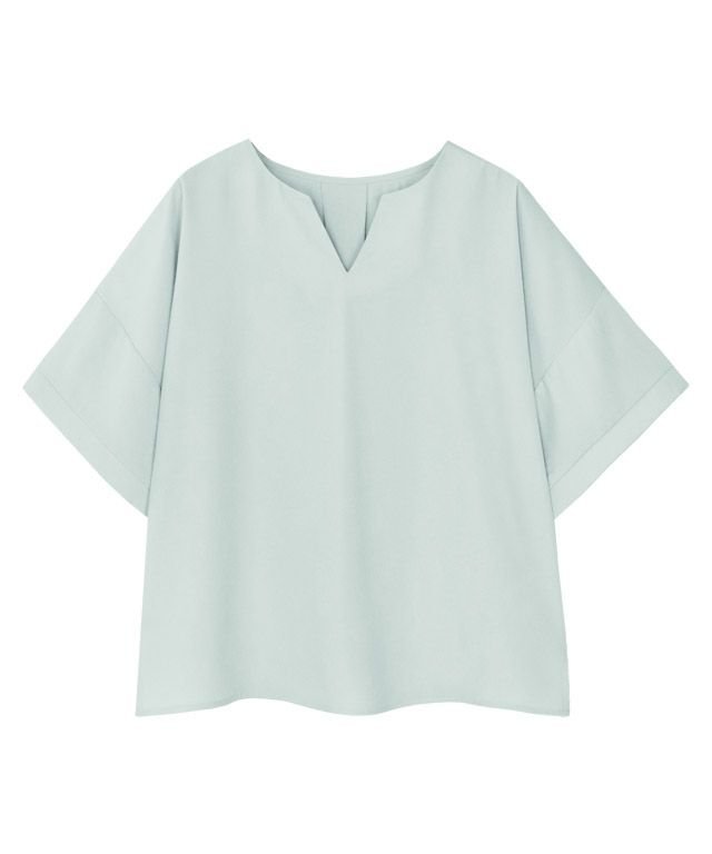【ピエロ/Pierrot】のキーネックオーバーブラウス インテリア・キッズ・メンズ・レディースファッション・服の通販 founy(ファニー) 　ファッション　Fashion　レディースファッション　WOMEN　トップス・カットソー　Tops/Tshirt　シャツ/ブラウス　Shirts/Blouses　とろみ　Thickness　シンプル　Simple　プチプライス・低価格　Affordable　エレガント 上品　Elegant　ミントブルー|ID: prp329100004568955 ipo3291000000032324224
