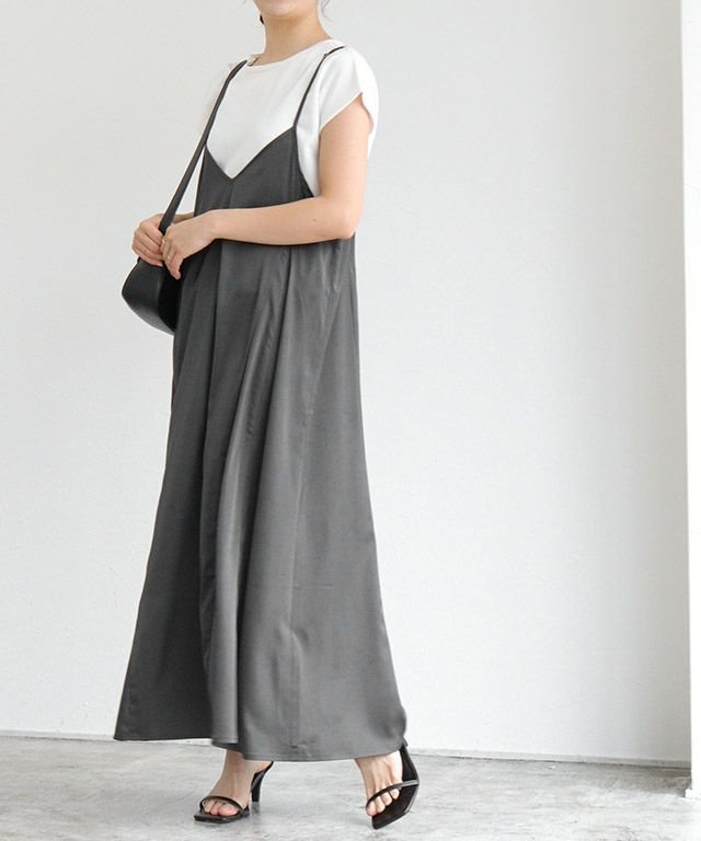 【ピエロ/Pierrot】のマットサテンキャミワンピース インテリア・キッズ・メンズ・レディースファッション・服の通販 founy(ファニー) 　ファッション　Fashion　レディースファッション　WOMEN　ワンピース　Dress　キャミワンピース　No Sleeve Dresses　サテン　Satin　プチプライス・低価格　Affordable　エレガント 上品　Elegant　チャコール|ID: prp329100004568973 ipo3291000000032324398