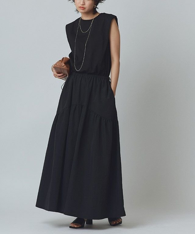 【ピエロ/Pierrot】のRASW タフタギャザードッキングワンピース 人気、トレンドファッション・服の通販 founy(ファニー) 　ファッション　Fashion　レディースファッション　WOMEN　ワンピース　Dress　送料無料　Free Shipping　2025年　2025　2025春夏・S/S　Ss,Spring/Summer,2025　カットソー　Cut And Sew　タフタ　Taffeta　ノースリーブ　No Sleeve　バランス　Balance　プチプライス・低価格　Affordable　ポケット　Pocket　リラックス　Relax　エレガント 上品　Elegant　 other-1|ID: prp329100004572067 ipo3291000000032353484