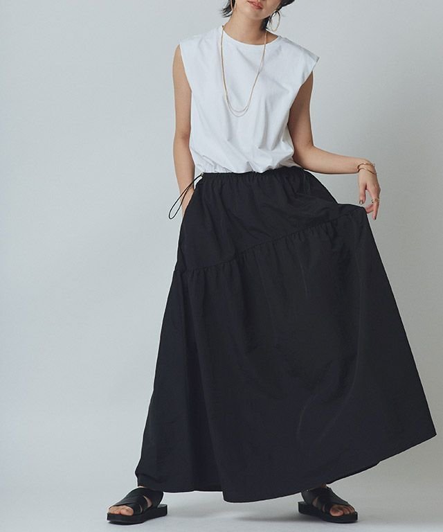 【ピエロ/Pierrot】のRASW タフタギャザードッキングワンピース インテリア・キッズ・メンズ・レディースファッション・服の通販 founy(ファニー) 　ファッション　Fashion　レディースファッション　WOMEN　ワンピース　Dress　送料無料　Free Shipping　2025年　2025　2025春夏・S/S　Ss,Spring/Summer,2025　カットソー　Cut And Sew　タフタ　Taffeta　ノースリーブ　No Sleeve　バランス　Balance　プチプライス・低価格　Affordable　ポケット　Pocket　リラックス　Relax　エレガント 上品　Elegant　[RASW]タフタギャザードッキングワンピース|ID: prp329100004572067 ipo3291000000032353487
