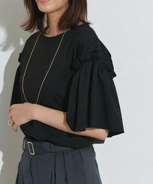 【ピエロ/Pierrot】のドライタッチフリルギャザースリーブTシャツ 人気、トレンドファッション・服の通販 founy(ファニー) 　ファッション　Fashion　レディースファッション　WOMEN　トップス・カットソー　Tops/Tshirt　シャツ/ブラウス　Shirts/Blouses　ロング / Tシャツ　T-Shirts　送料無料　Free Shipping　2025年　2025　2025春夏・S/S　Ss,Spring/Summer,2025　ギャザー　Gather　フリル　Frills　フレア　Flare　プチプライス・低価格　Affordable　吸水　Water Absorption　夏　Summer　 other-1|ID: prp329100004573267 ipo3291000000032366308