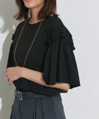 【ピエロ/Pierrot】のドライタッチフリルギャザースリーブTシャツ 167cm / ブラック / M|ID:prp329100004573267