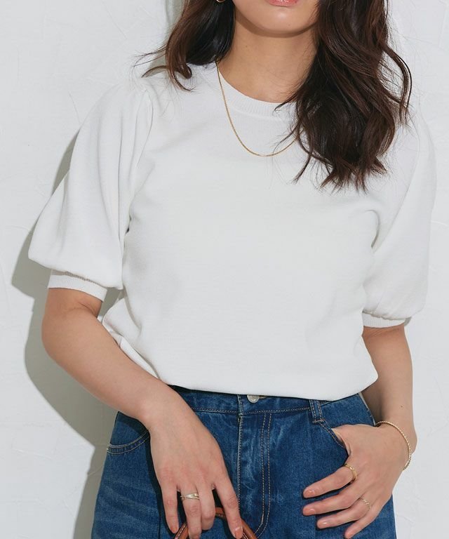 【ピエロ/Pierrot】の【接触冷感】パフスリーブニット インテリア・キッズ・メンズ・レディースファッション・服の通販 founy(ファニー) 　ファッション　Fashion　レディースファッション　WOMEN　トップス・カットソー　Tops/Tshirt　ニット　Knit Tops　2025年　2025　2025春夏・S/S　Ss,Spring/Summer,2025　ウォッシャブル　Washable　シンプル　Simple　スリーブ　Sleeve　フェミニン　Feminine　プチプライス・低価格　Affordable　158cm / オフホワイト / M|ID: prp329100004580614 ipo3291000000032454925