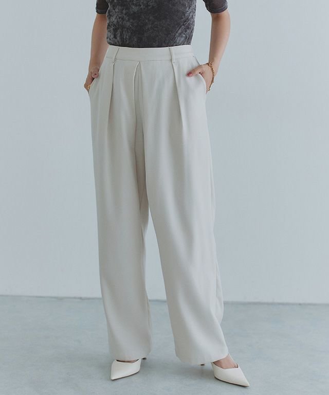 【ピエロ/Pierrot】のECLAM タックストレートパンツ インテリア・キッズ・メンズ・レディースファッション・服の通販 founy(ファニー) 　ファッション　Fashion　レディースファッション　Fashion for Women　パンツ　Pants & Trousers　おすすめ　Recommended / Our Picks　カットソー　Cut and Sewn Top　ジャケット　Jacket, Outerwear　ストレート　Straight, Straight Cut　セットアップ　Set-Up, Coordinated Outfit　バランス　Balance, Style Balance　フロント　Front, Front Design　プチプライス・低価格　Affordable / Budget Price　163cm / エクリュ / M|ID: prp329100004587748 ipo3291000000033880507