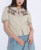 【ピエロ/Pierrot】のECLAM コードレース使いジップデザインニット 166cm / アイボリー×モカ / F|ID: prp329100004587751 ipo3291000000034169604