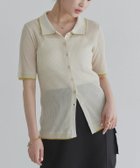 【ピエロ/Pierrot】のECLAM 麻タッチ配色デザインカーデ 166cm / アイボリー×イエロー / M|ID: prp329100004587756 ipo3291000000032538597
