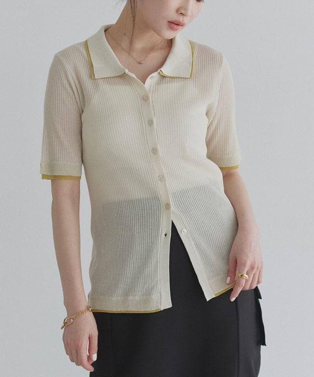 【ピエロ/Pierrot】のECLAM 麻タッチ配色デザインカーデ インテリア・キッズ・メンズ・レディースファッション・服の通販 founy(ファニー) 　ファッション　Fashion　レディースファッション　Fashion for Women　トップス・カットソー　Cut & Sew Tops　2025年　2025　2025春夏・S/S　Spring/Summer 2025 SS25　カーディガン　Cardigan, Knitwear　シンプル　Simple, Minimal　デニム　Denim, Jeans Material　トレンド　Trend, Trending Now　プチプライス・低価格　Affordable / Budget Price　夏　Summer　春　Spring　S/S・春夏　SS, Spring/Summer, Warm Season　166cm / アイボリー×イエロー / M|ID: prp329100004587756 ipo3291000000032538597